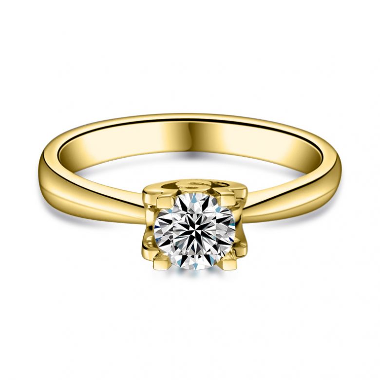 Bague avec initiale S - Solitaire or jaune diamant | Gemperles - 3