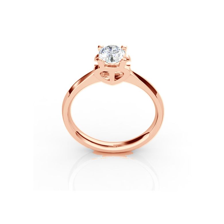 Bague prénom - Lettre T - Diamant, or rose | Gemperles - 1