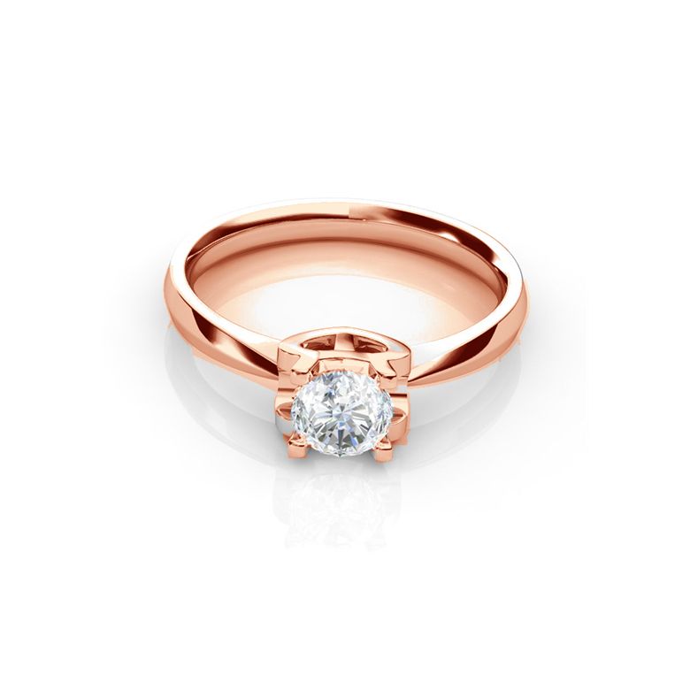 Bague prénom - Lettre T - Diamant, or rose | Gemperles - 2
