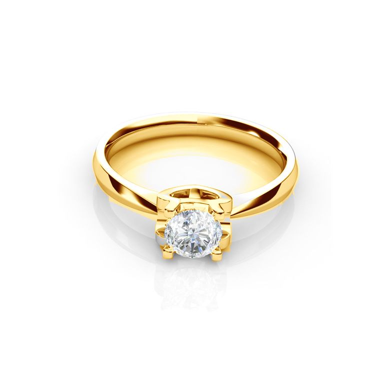 Bague prénom - Lettre T - Diamant, or jaune | Gemperles - 2