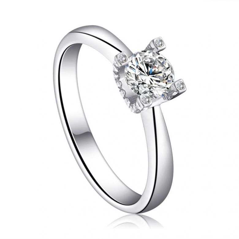 Bague lettre de l'alphabet - Initiale U ou C - Platine, diamants - 2