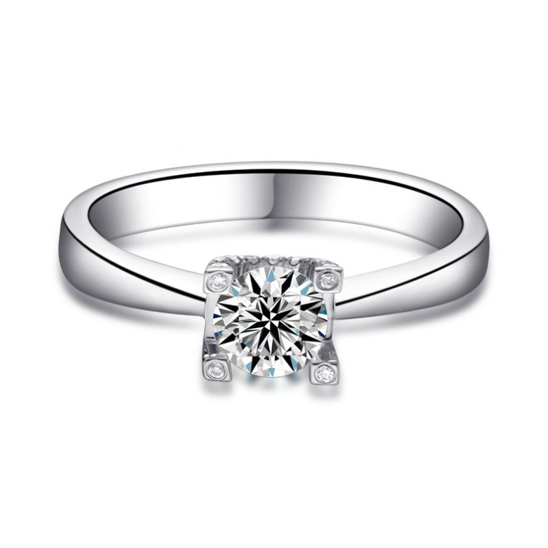 Bague lettre de l'alphabet - Initiale U ou C - Platine, diamants - 3