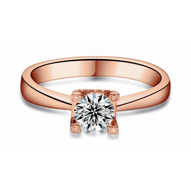Bague lettre de l'alphabet - Initiale U ou C - Or rose, diamants | Gemperles - 3