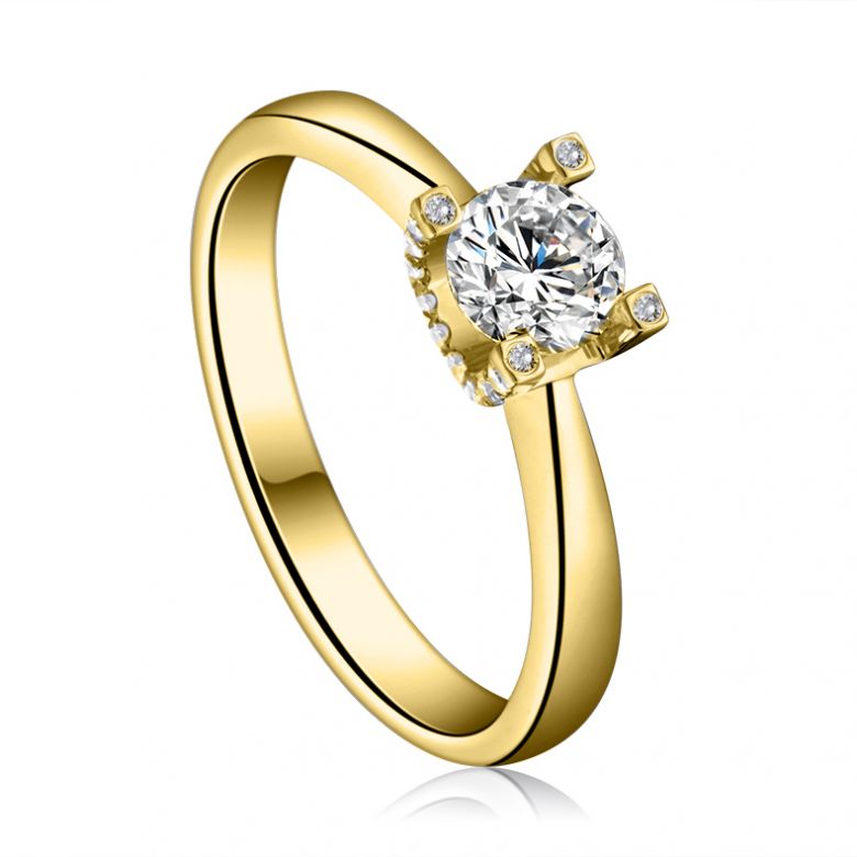 Bague lettre de l'alphabet - Initiale U ou C - Or jaune, diamants | Gemperles - 2