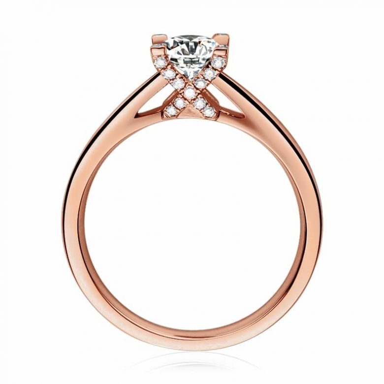 Bague alphabétique - Initiale X - Or rose, diamants | Gemperles - 1