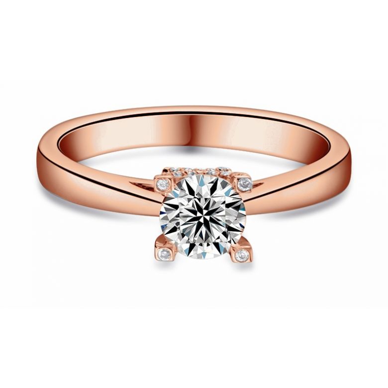 Bague alphabétique - Initiale X - Or rose, diamants | Gemperles - 3