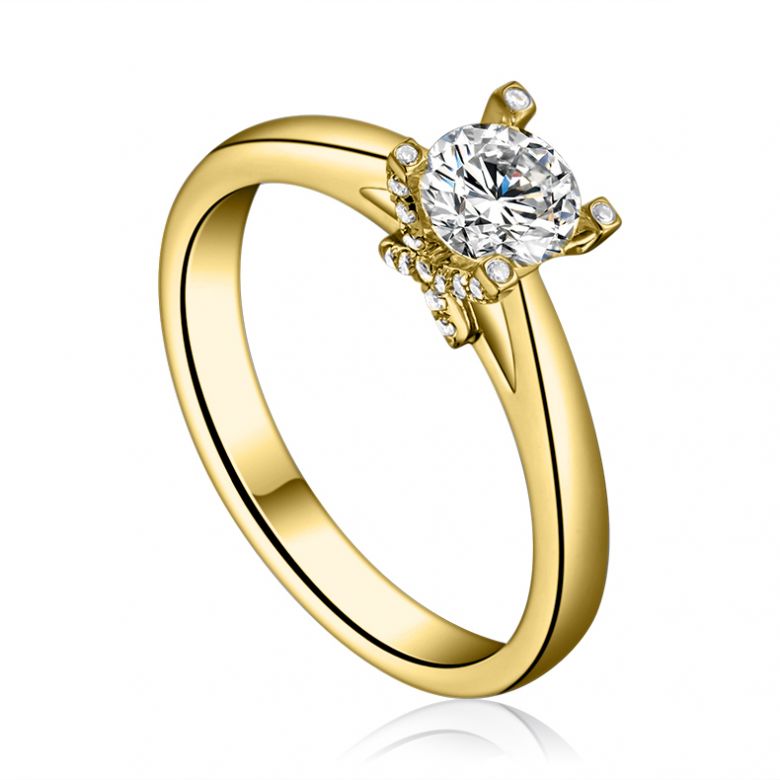 Bague alphabétique - Initiale X - Or jaune, diamants | Gemperles - 2