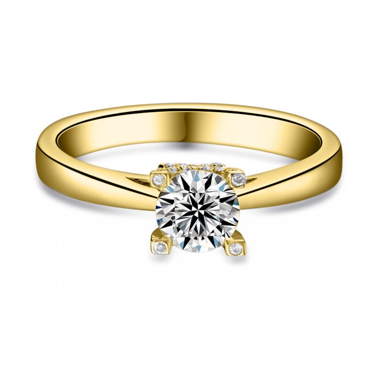 Bague alphabétique - Initiale X - Or jaune, diamants | Gemperles - 3