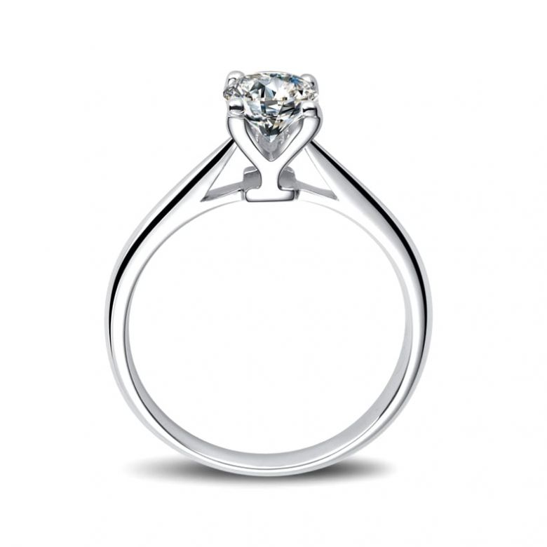 Bague lettre alphabet Y - Diamant, platine - 1
