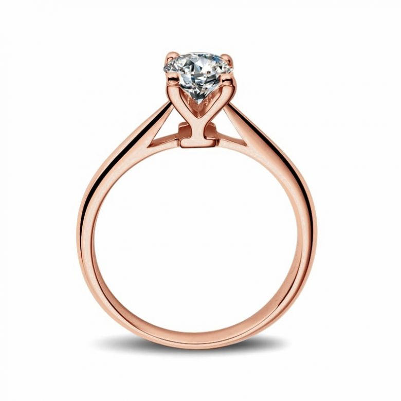 Bague lettre alphabet Y - Diamant, or rose - 1