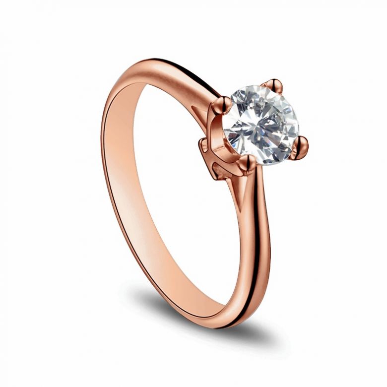Bague lettre alphabet Y - Diamant, or rose - 2