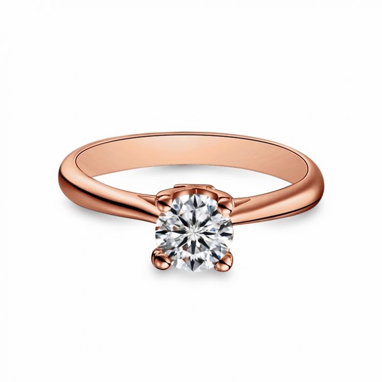 Bague lettre alphabet Y - Diamant, or rose - 3