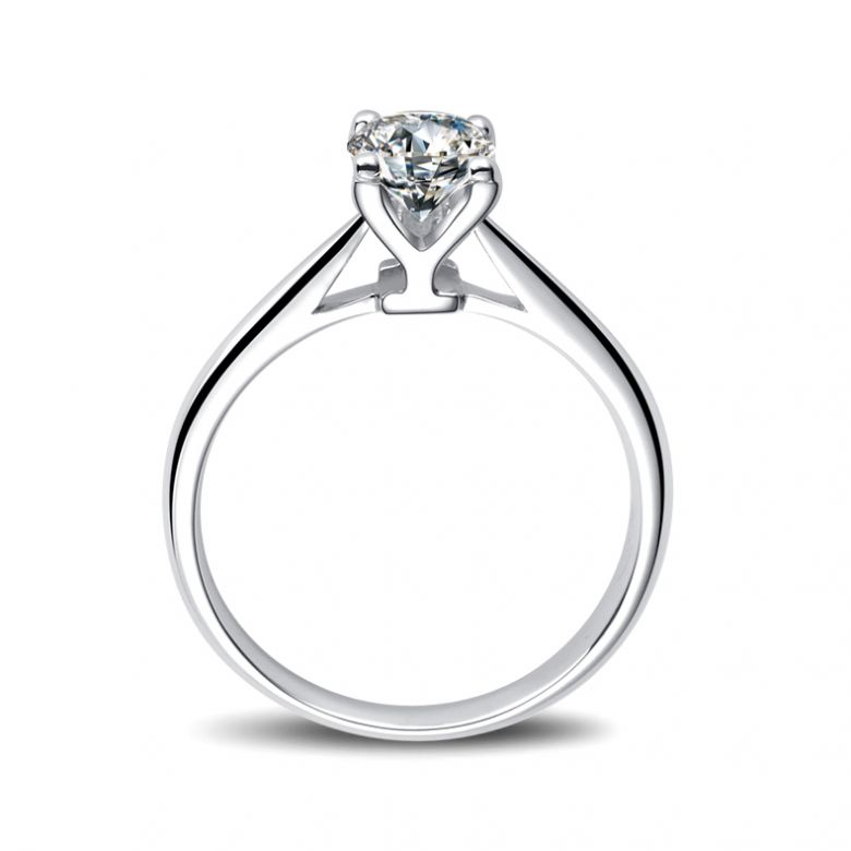 Bague lettre alphabet Y - Diamant, or blanc - 1