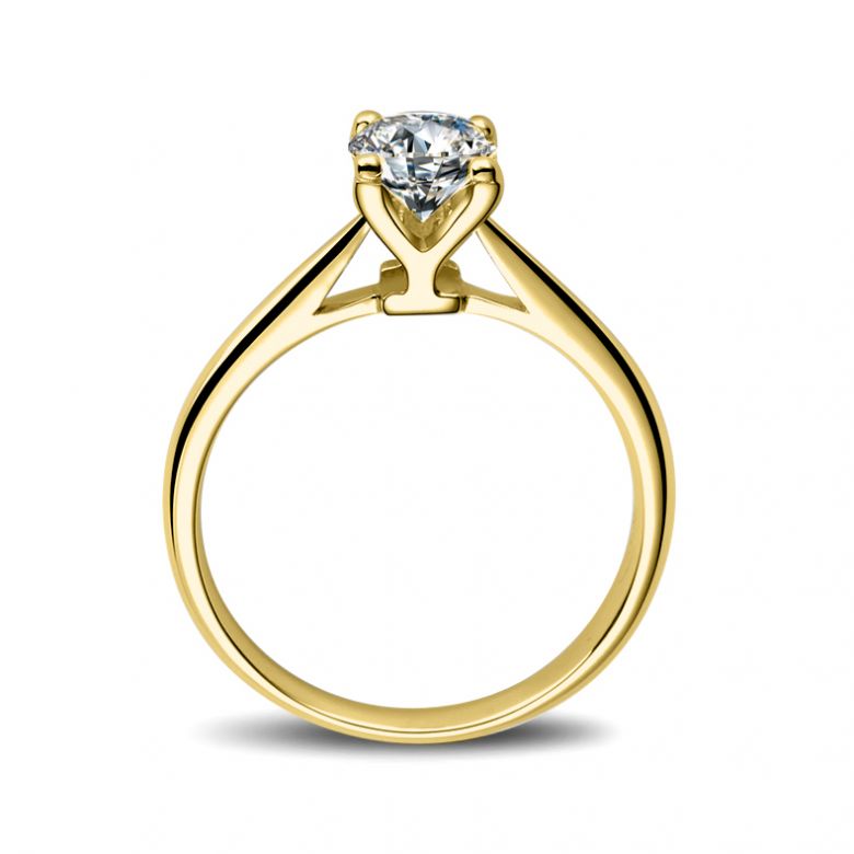 Bague lettre alphabet Y - Diamant, or jaune - 1
