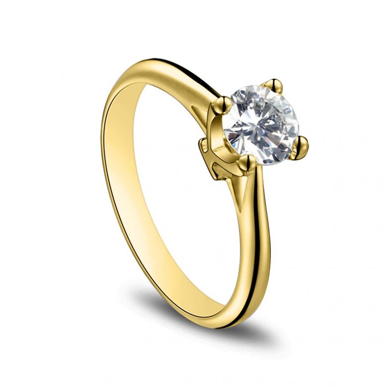 Bague lettre alphabet Y - Diamant, or jaune - 2