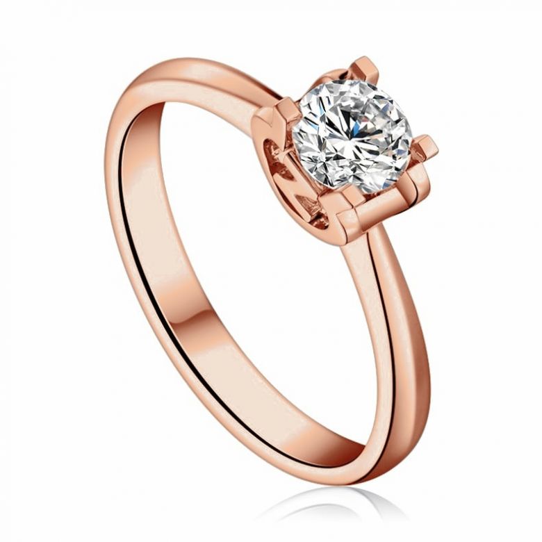 Bague lettre Z en or rose et diamant 0.25ct | Gemperles - 2