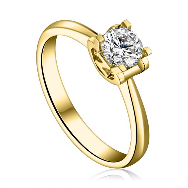 Bague lettre Z en or jaune et diamant 0.25ct | Gemperles - 2