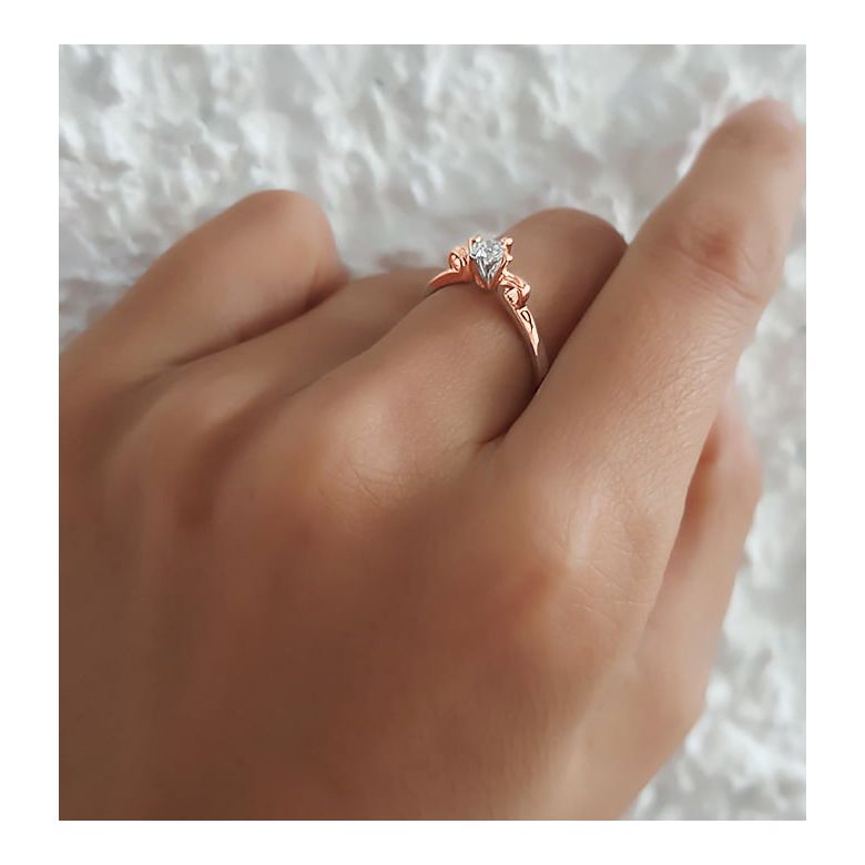 Solitaire Diamant Griffe Weston - Bague Fiancaille en Or Rose | Gemperles - 4