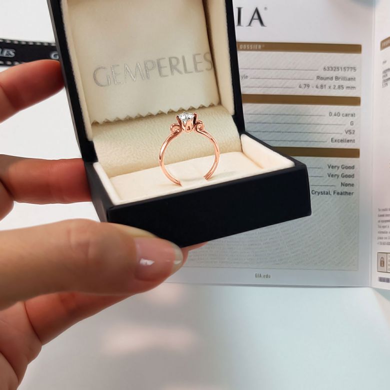 Solitaire Diamant Griffe Weston - Bague Fiancaille en Or Rose | Gemperles - 7