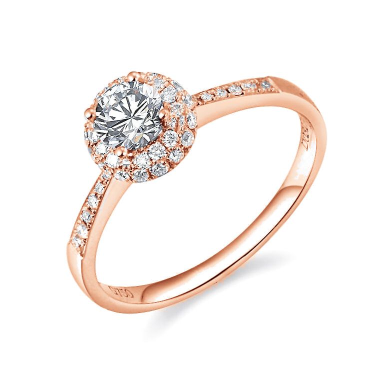 Solitaire bague de fiancaille - Or rose 18cts - 51 Diamants 0.58ct | Gemperles - 1