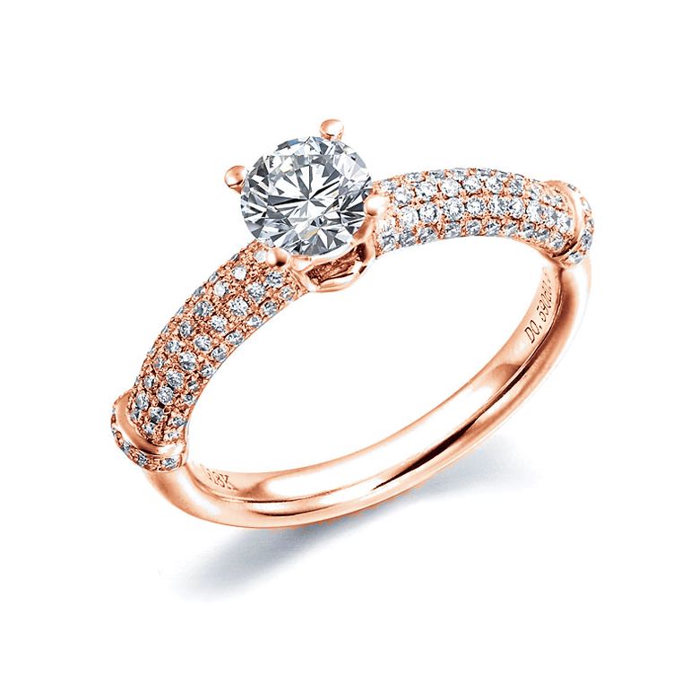 Solitaire Bambou Prestige - Bague en Or Rose & Diamants 0.93ct | Gemperles - 1