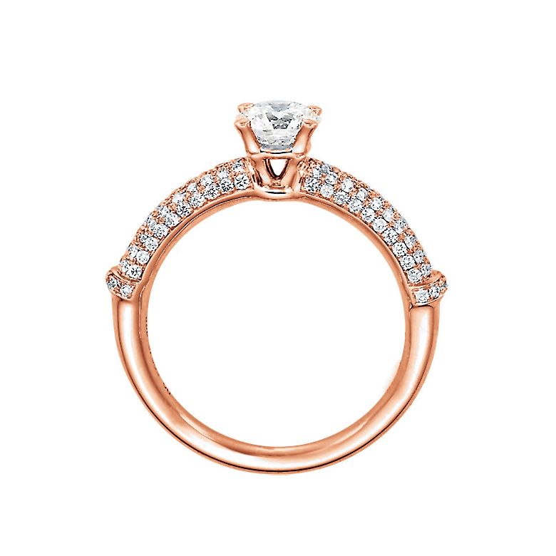 Solitaire Bambou Prestige - Bague en Or Rose & Diamants 0.93ct | Gemperles - 3