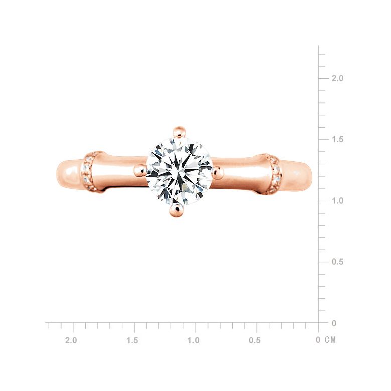 Bague Solitaire Bambou Végétal - Or Rose & Diamants 0.54ct | Gemperles - 2