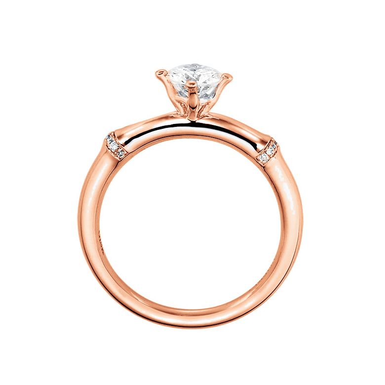 Bague Solitaire Bambou Végétal - Or Rose & Diamants 0.54ct | Gemperles - 3