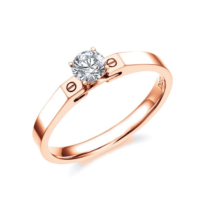 Bague solitaire or rose - Diamant 0.30ct - 1