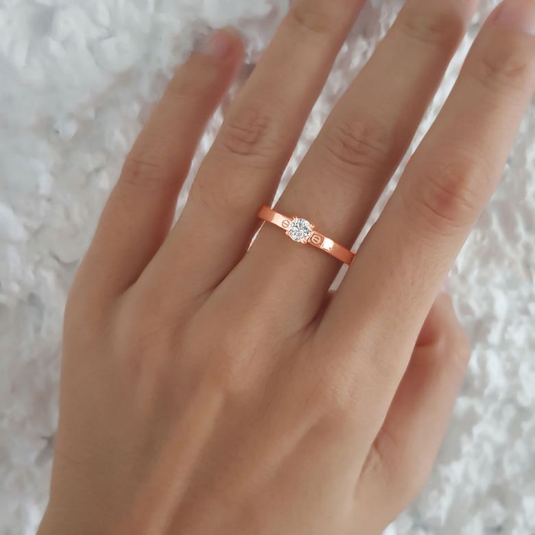 Bague solitaire or rose - Diamant 0.30ct - 3