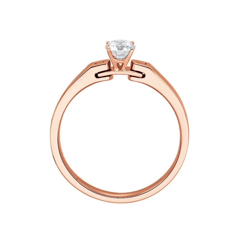 Bague solitaire or rose - Diamant 0.30ct - 8