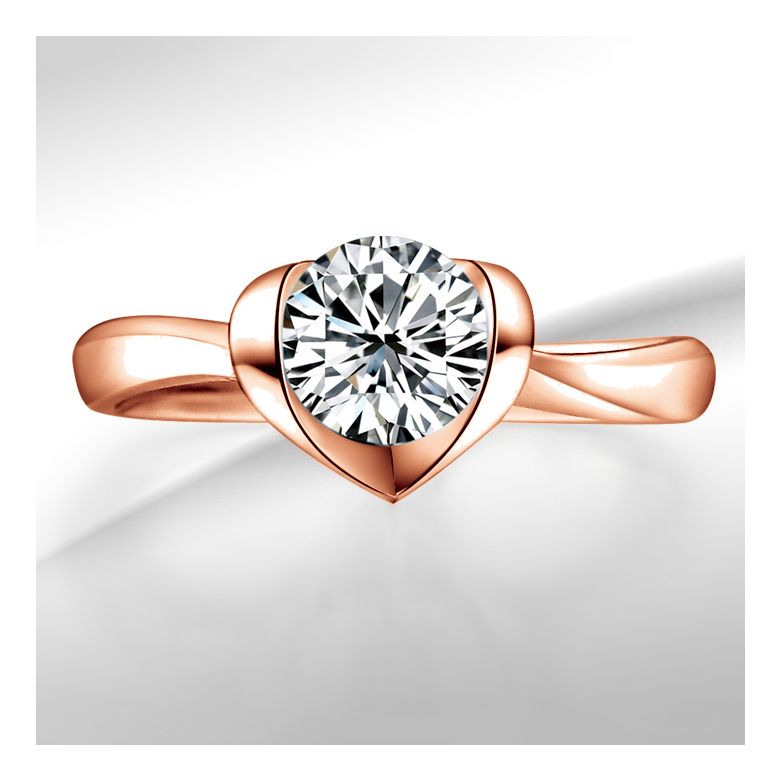 Bague Solitaire Coeur Majestueux - Or Rose & Diamant | Gemperles - 2