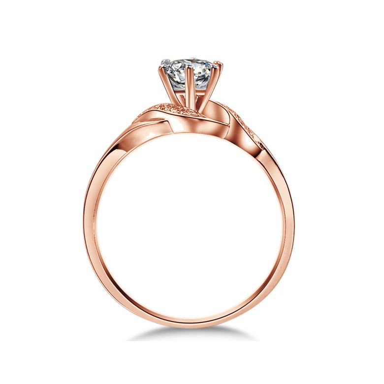 Bague Solitaire Enlacée - Bague Elliptique Or Rose & Diamants | Gemperles - 3