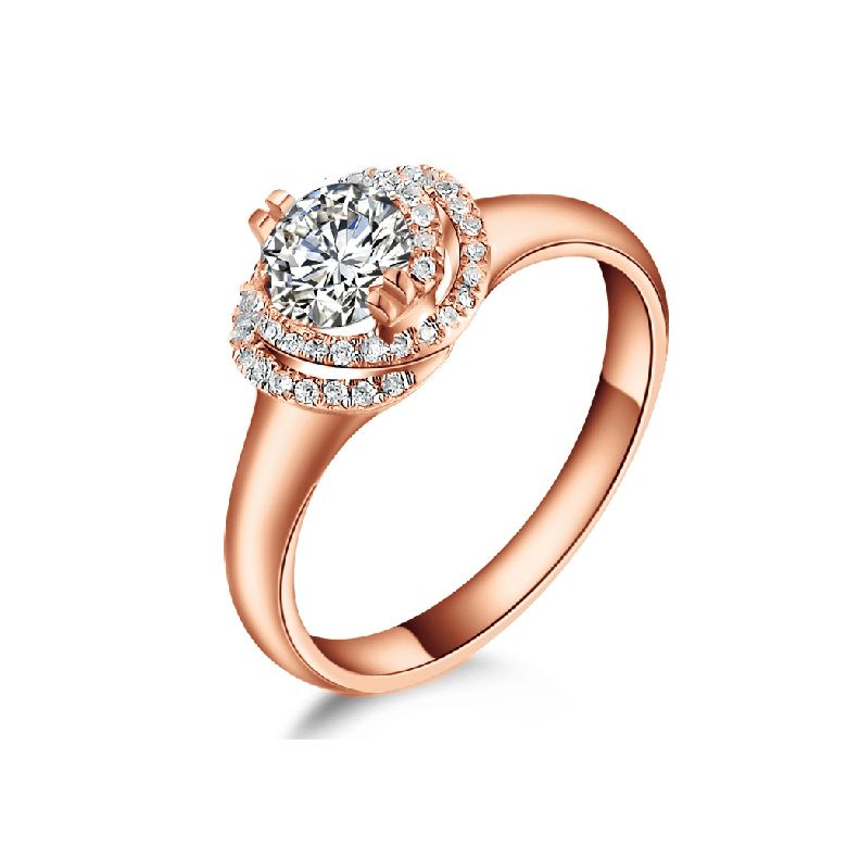 Bague Solitaire Gracieuse Majesté - Or Rose & Diamants Enroulés | Gemperles - 1