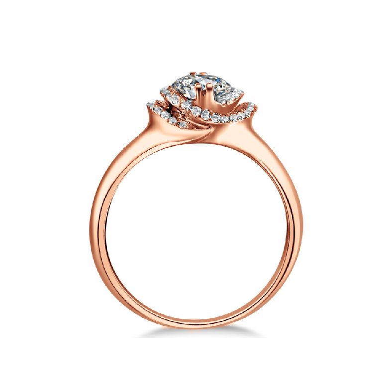 Bague Solitaire Gracieuse Majesté - Or Rose & Diamants Enroulés | Gemperles - 2