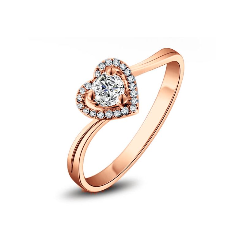 Bague Solitaire Mon Coeur en or rose & Diamants | Gemperles - 1