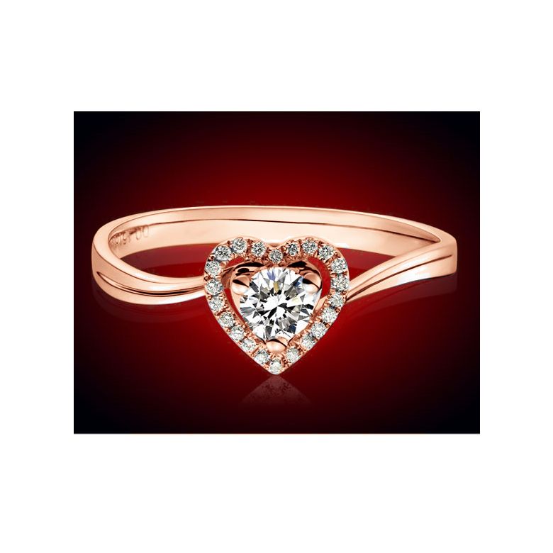Bague Solitaire Mon Coeur en or rose & Diamants | Gemperles - 3