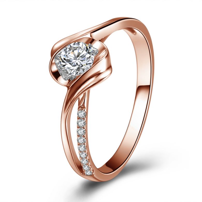 Bague de Fiancaille Femme. Alphonse de Lamartine. Nouvelles Méditations Poétiques | Gemperles or rose - 1