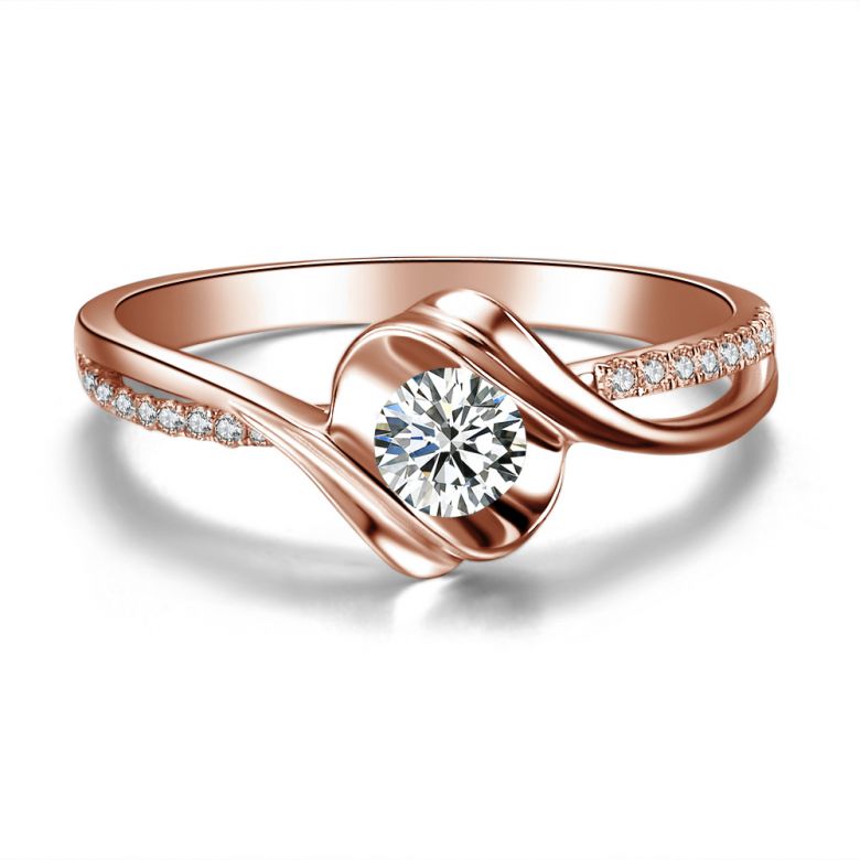 Bague de Fiancaille Femme. Alphonse de Lamartine. Nouvelles Méditations Poétiques | Gemperles or rose - 2
