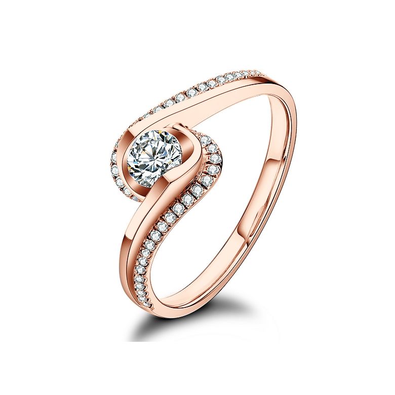 Solitaire A Une Passante -  Diamants & Or Rose - Baudelaire  | Gemperles - 1