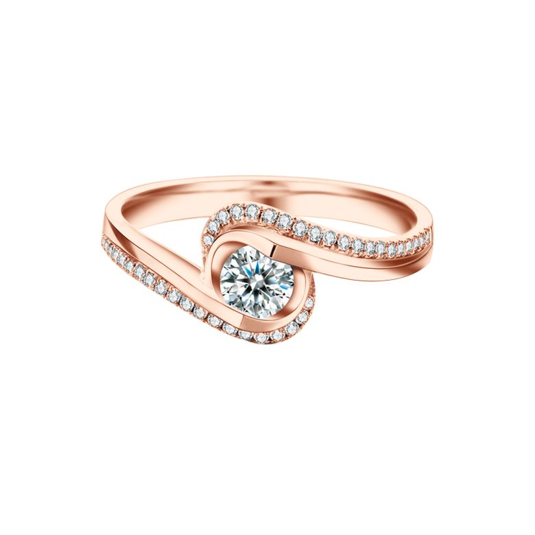 Solitaire A Une Passante -  Diamants & Or Rose - Baudelaire  | Gemperles - 3