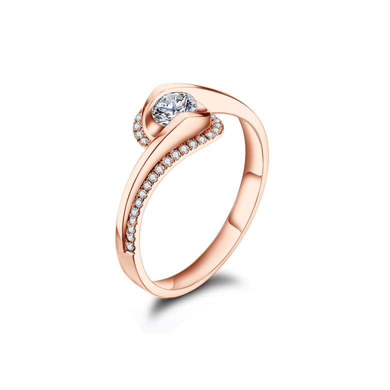Solitaire A Une Passante -  Diamants & Or Rose - Baudelaire  | Gemperles - 4