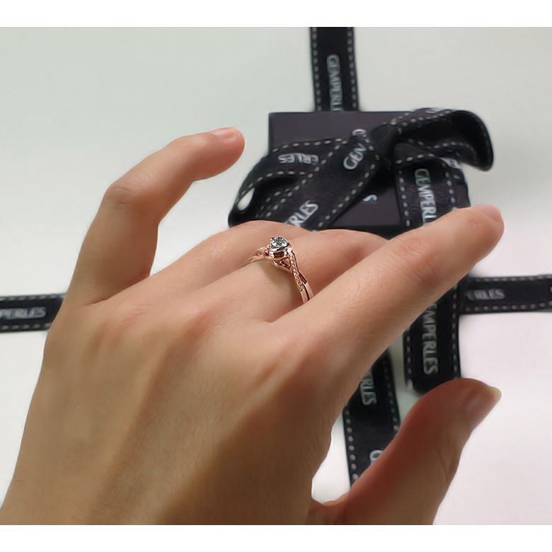 Bague Solitaire A Julie - Or Rose & Diamants - Alfred de Musset | Gemperles - 7