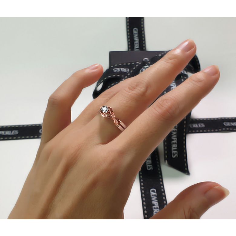 Bague Solitaire A Julie - Or Rose & Diamants - Alfred de Musset | Gemperles - 8