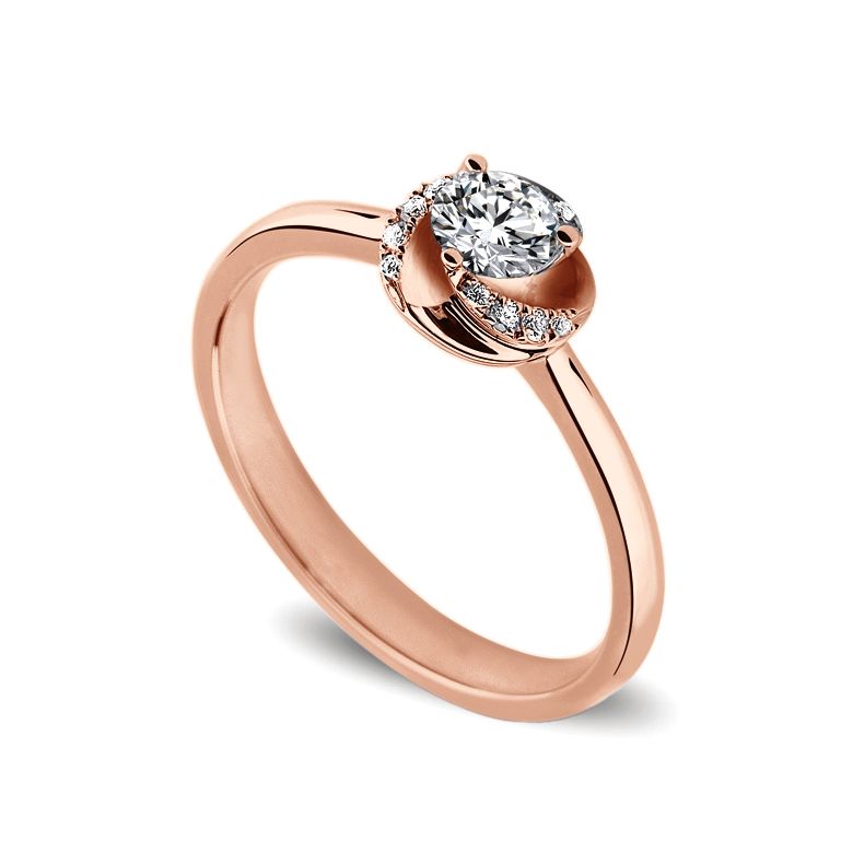 Solitaire Le Tourbillonnant Or Rose - Diamants Sertis Griffes, Grains | Gemperles - 1