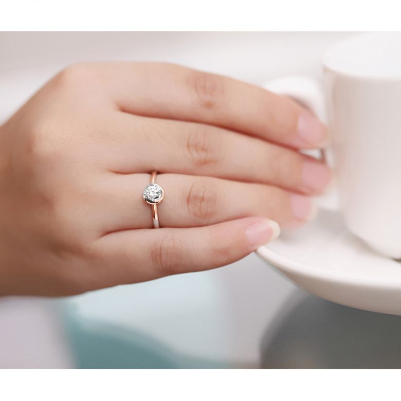 Solitaire Le Tourbillonnant Or Rose - Diamants Sertis Griffes, Grains | Gemperles - 2