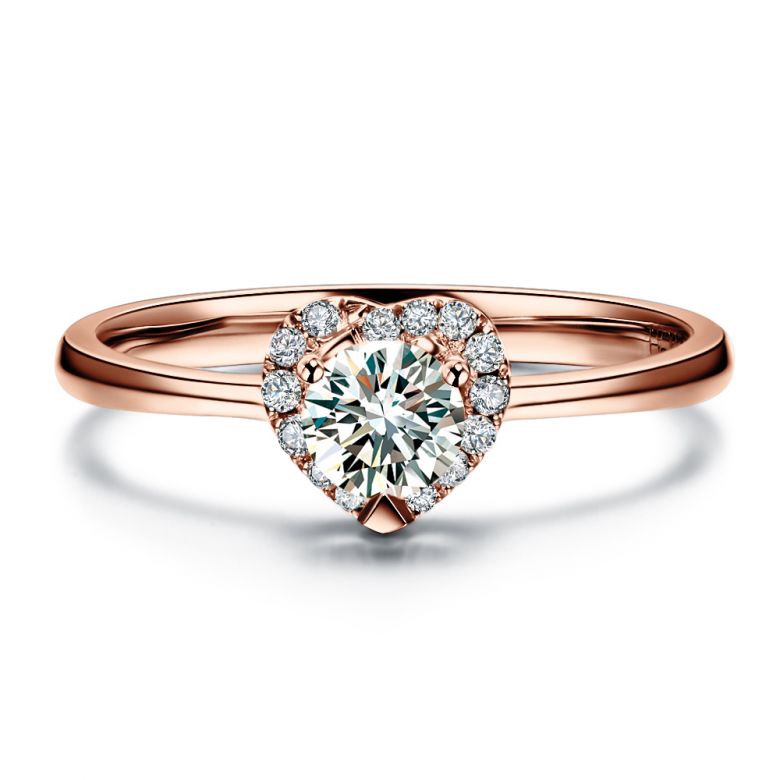 Solitaire Mon Coeur de Diamant - Or Rose & Diamants Pavés | Gemperles - 3