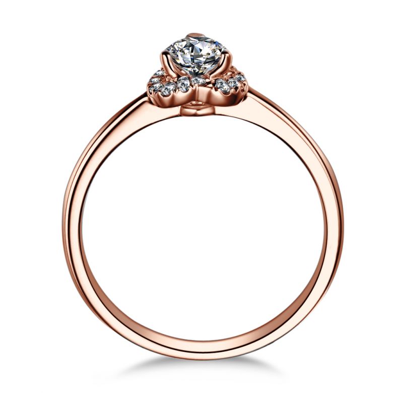 Solitaire Mon Coeur de Diamant - Or Rose & Diamants Pavés | Gemperles - 4