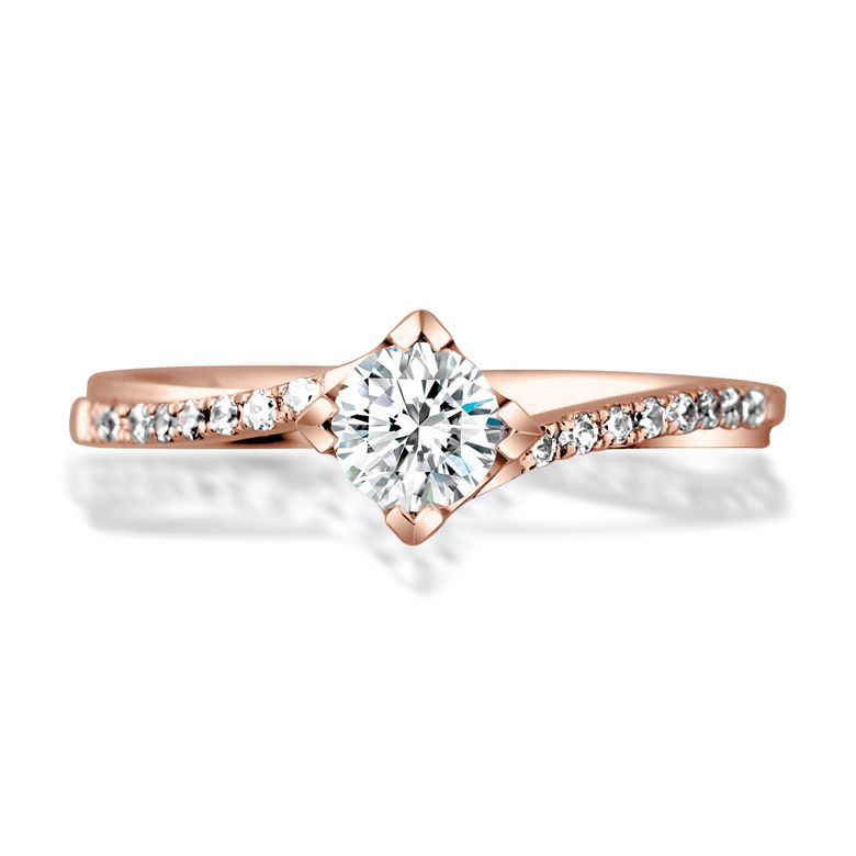 Solitaire bague liseré diamanté - Or rose 750/1000 | Gemperles - 2