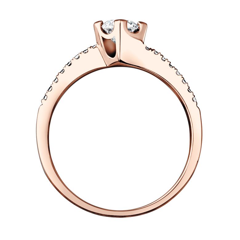 Solitaire bague liseré diamanté - Or rose 750/1000 | Gemperles - 4